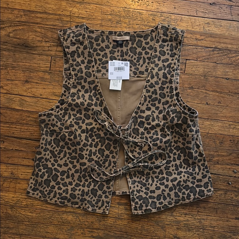 Leopard Print Tie-Front Vest